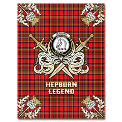 Clan Hepburn Tartan Gold Courage Symbol Blanket JH26 Clan Hepburn Tartan Today