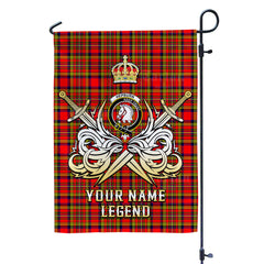 Custom Name Clan Hepburn Tartan Garden Flag with Clan Crest and the Golden Sword of Courageous Legacy LI63
