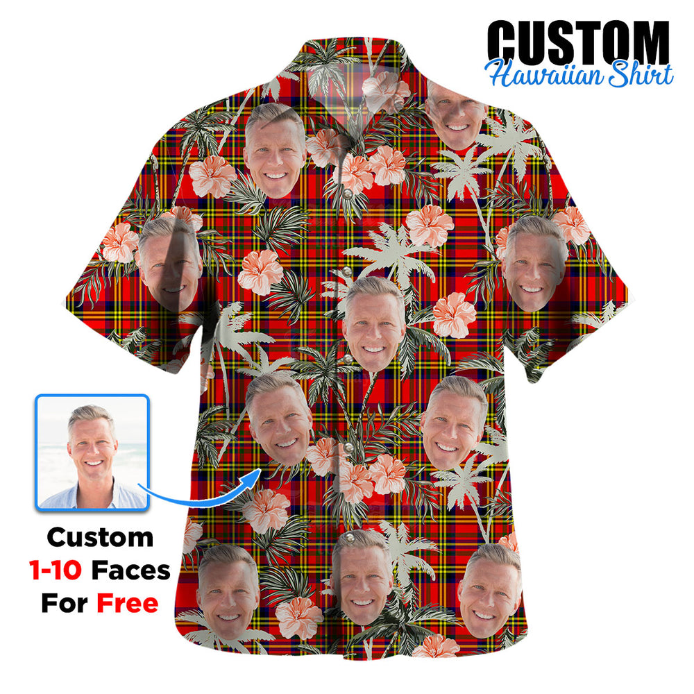 Clan Hepburn Tartan Custom Face Hawaiian Shirt – Unisex Gift for Family Members, Summer Party MS90 Hepburn Tartan Tartan Hawaii Shirt