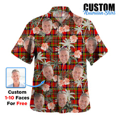 Clan Hepburn Tartan Custom Face Hawaiian Shirt – Unisex Gift for Family Members, Summer Party MS90 Hepburn Tartan Tartan Hawaii Shirt