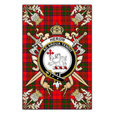 Clan Heron Tartan Crest Black Garden Flag - Gold Thistle GN48 Clan Heron Tartan Today