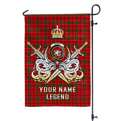 Custom Name Clan Heron Tartan Garden Flag with Clan Crest and the Golden Sword of Courageous Legacy OK26