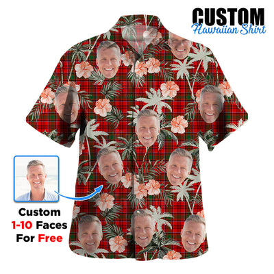 Clan Heron Tartan Custom Face Hawaiian Shirt – Unisex Gift for Family Members, Summer Party