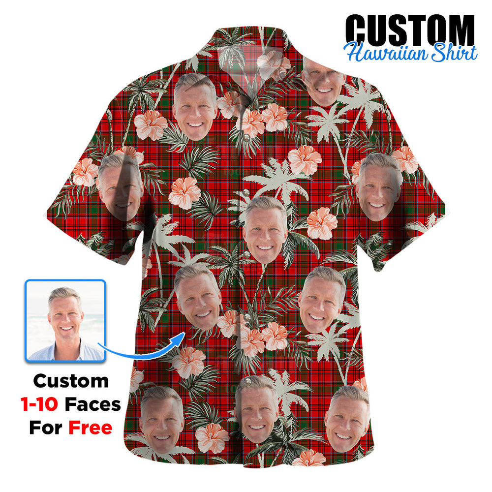 Clan Heron Tartan Custom Face Hawaiian Shirt – Unisex Gift for Family Members, Summer Party JW17 Heron Tartan Tartan Hawaii Shirt