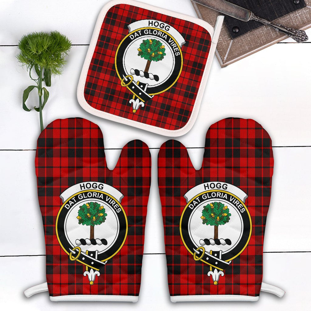 Clan Hogg Tartan Crest Oven Mitt And Pot Holder (2 Oven Mitts + 1 Pot Holder) PE52 Clan Hogg Tartan Today