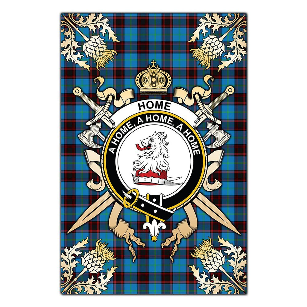Clan Home Ancient Tartan Crest Black Garden Flag - Gold Thistle BU71 Clan Home/Hume Tartan Today