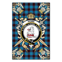 Clan Home Ancient Tartan Crest Black Garden Flag - Gold Thistle BU71 Clan Home/Hume Tartan Today