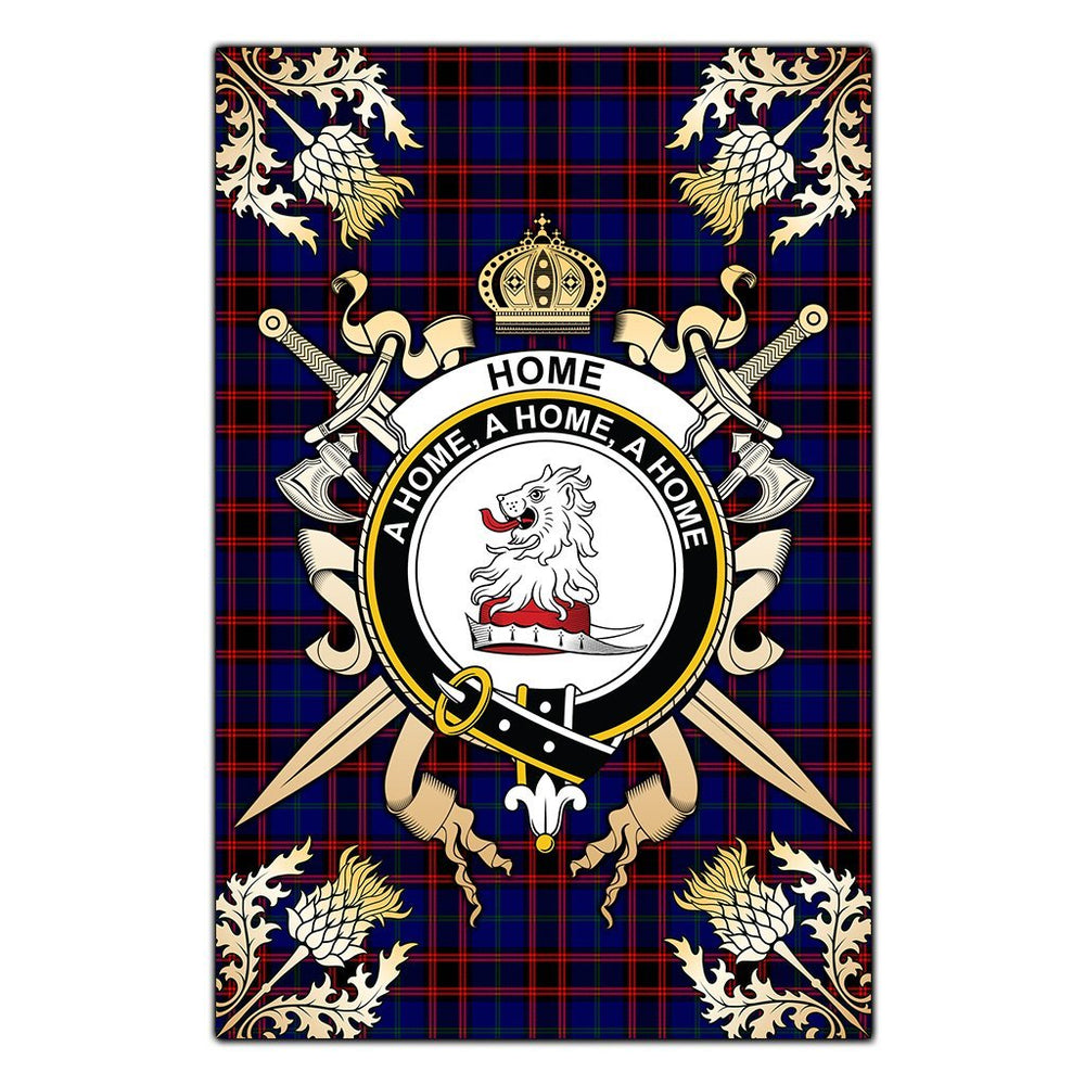 Clan Home Modern Tartan Crest Black Garden Flag - Gold Thistle JX56 Clan Home/Hume Tartan Today