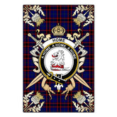 Clan Home Modern Tartan Crest Black Garden Flag - Gold Thistle JX56 Clan Home/Hume Tartan Today