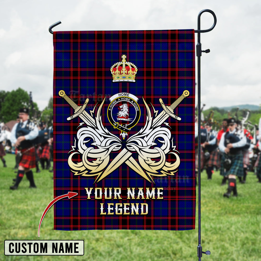 Personalized Custom Name Clan Home Modern Tartan Garden Flag with Clan Crest and the Golden Sword of Courageous Legacy OT90 - Home Modern Tartan Design, Scottish Heritage Gift