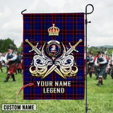 Personalized Custom Name Clan Home Modern Tartan Garden Flag with Clan Crest and the Golden Sword of Courageous Legacy OT90 - Home Modern Tartan Design, Scottish Heritage Gift