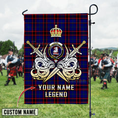 Personalized Custom Name Clan Home Modern Tartan Garden Flag with Clan Crest and the Golden Sword of Courageous Legacy OT90 - Home Modern Tartan Design, Scottish Heritage Gift