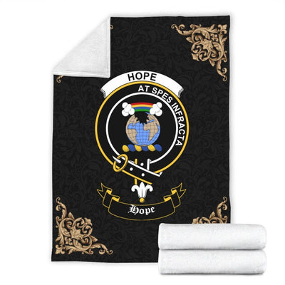 Clan Hope Crest Tartan Premium Blanket Black