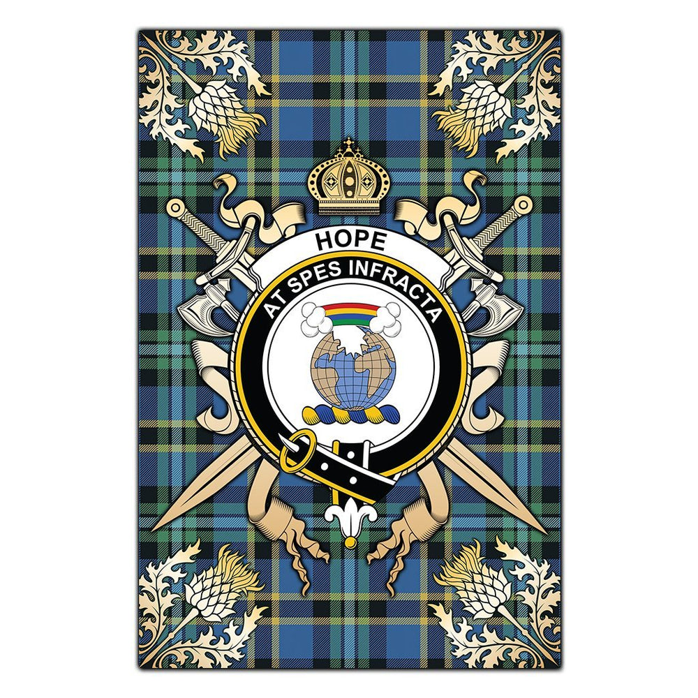 Clan Hope Tartan Crest Black Garden Flag - Gold Thistle OY72 Clan Hope Tartan Today