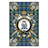 Clan Hope Tartan Crest Black Garden Flag - Gold Thistle OY72 Clan Hope Tartan Today