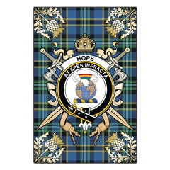 Clan Hope Tartan Crest Black Garden Flag - Gold Thistle OY72 Clan Hope Tartan Today