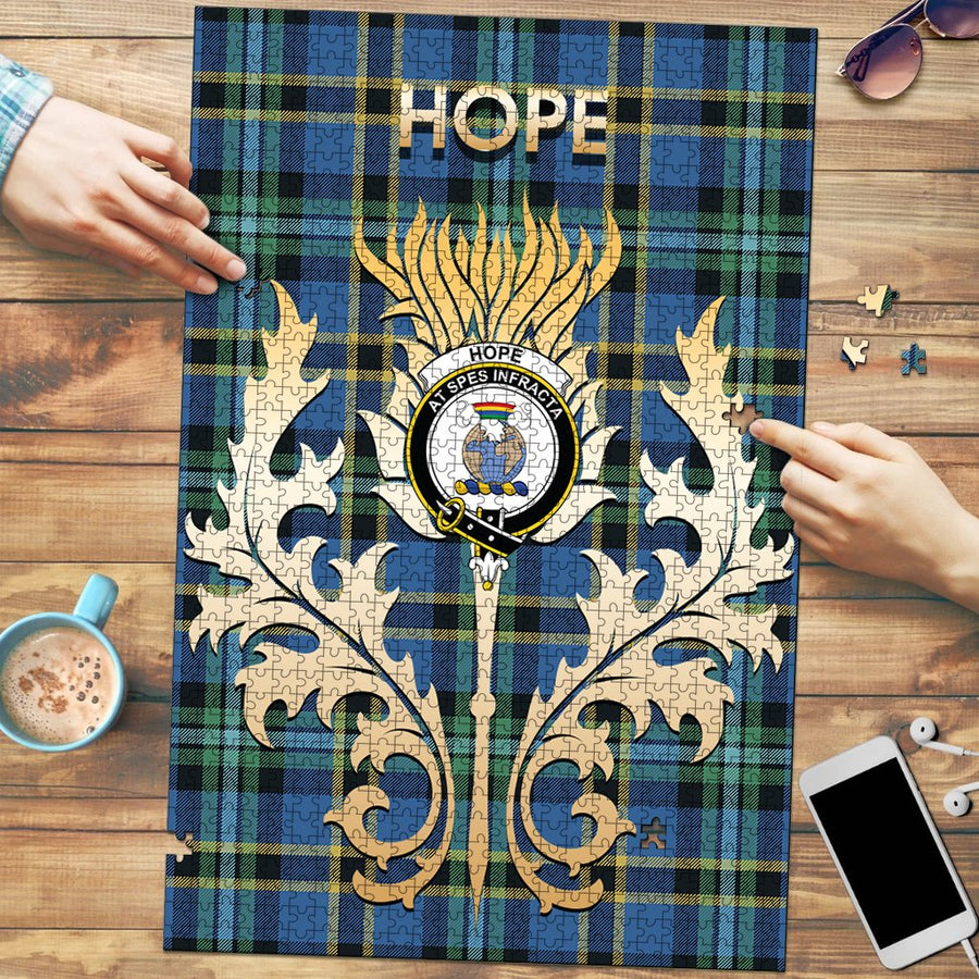 Clan Hope Tartan Crest Thistle Jigsaw Puzzles Gift For Family