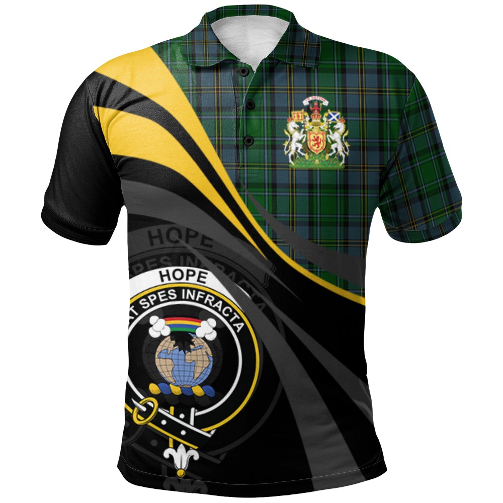 Clan Hope (Vere) Lochcarron Tartan Polo Shirt - Royal Coat Of Arms Style DQ11 Hope (Vere) Lochcarron Tartan Tartan Polo