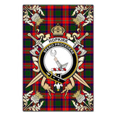 Clan Hopkirk Tartan Crest Black Garden Flag - Gold Thistle NO39 Clan Kirk Tartan Today