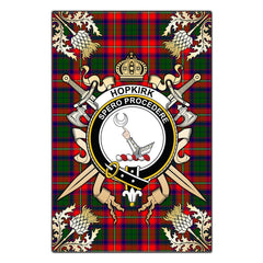 Clan Hopkirk Tartan Crest Black Garden Flag - Gold Thistle NO39 Clan Kirk Tartan Today