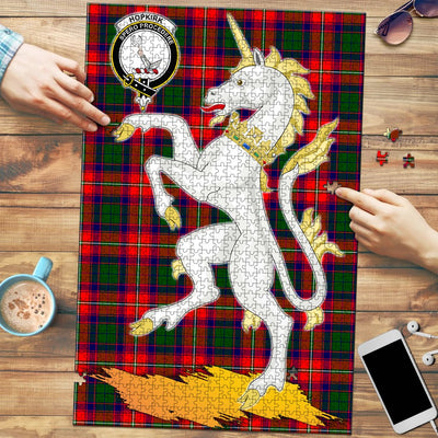 Clan Hopkirk Tartan Crest Unicorn Scotland Jigsaw Puzzles Gift For Family