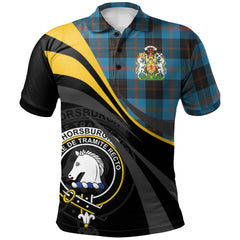 Clan Horsburgh Tartan Polo Shirt - Royal Coat Of Arms Style MO32 Horsburgh Tartan Tartan Polo