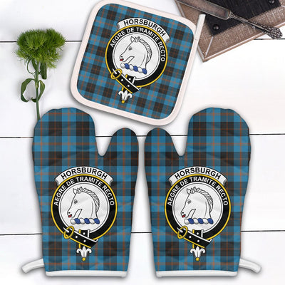 Clan Horsburgh Tartan Crest Oven Mitt And Pot Holder (2 Oven Mitts + 1 Pot Holder)