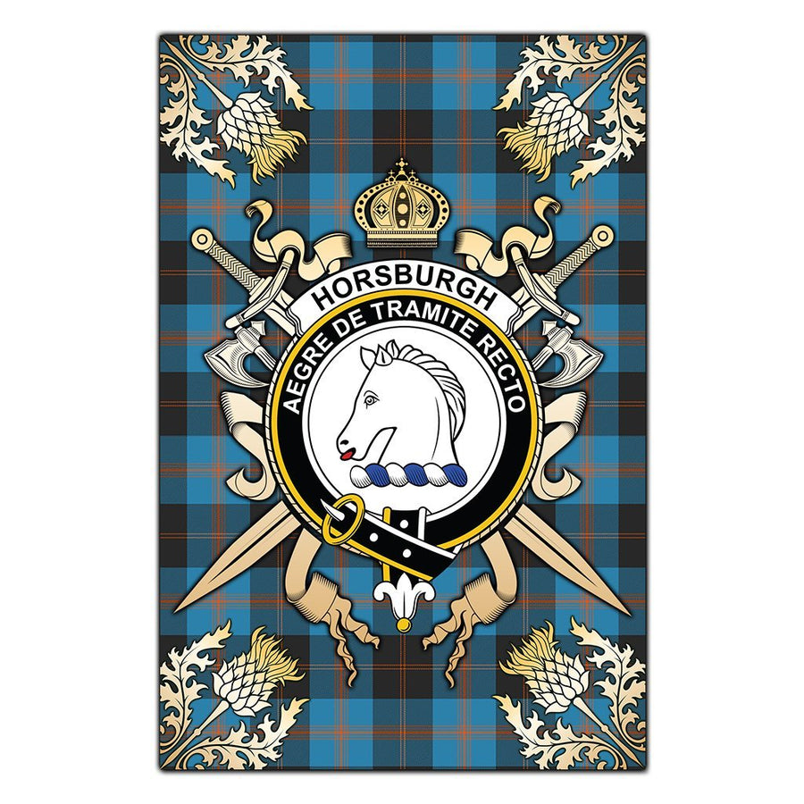 Clan Horsburgh Tartan Crest Black Garden Flag