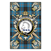 Clan Horsburgh Tartan Crest Black Garden Flag - Gold Thistle CL59 Clan Horsburgh Tartan Today