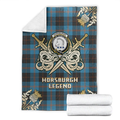 Clan Horsburgh Tartan Gold Courage Symbol Blanket
