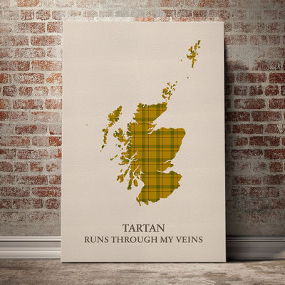 Clan Houston Tartan Scotland Map Canvas “Tartan Runs Through My Veins” Wall Art PZ63