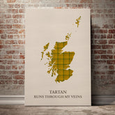 Houston Tartan Scotland Map Canvas – “Tartan Runs Through My Veins” Wall Art