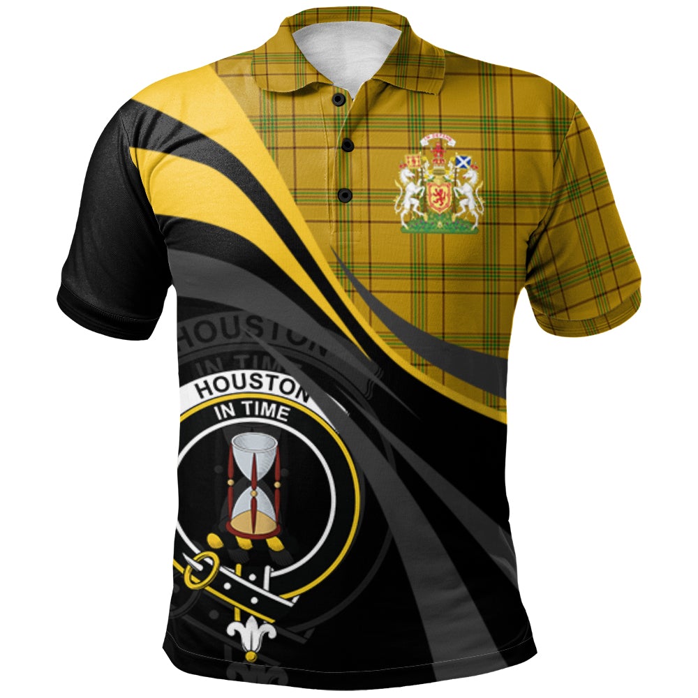 Clan Houston Tartan Polo Shirt - Royal Coat Of Arms Style AJ83 Houston Tartan Tartan Polo