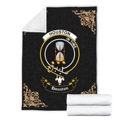 Clan Houston Crest Tartan Premium Blanket Black EW45 Clan Houston Tartan Today