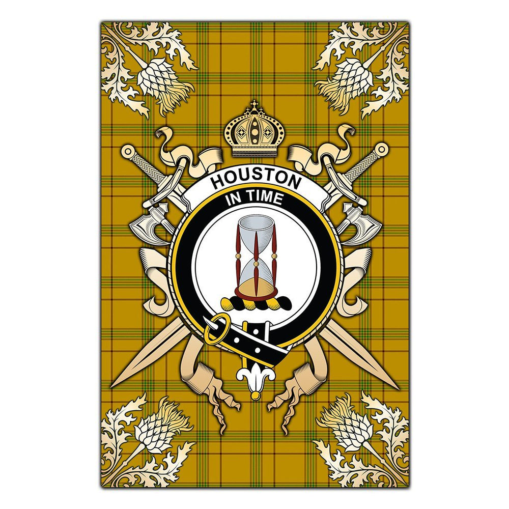 Clan Houston Tartan Crest Black Garden Flag - Gold Thistle GK70 Clan Houston Tartan Today