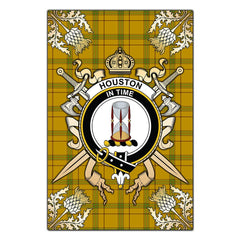 Clan Houston Tartan Crest Black Garden Flag - Gold Thistle GK70 Clan Houston Tartan Today