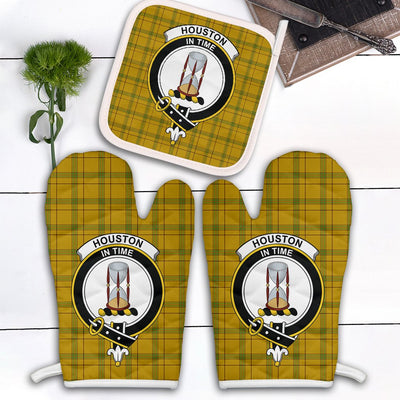 Clan Houston Tartan Crest Oven Mitt And Pot Holder (2 Oven Mitts + 1 Pot Holder)