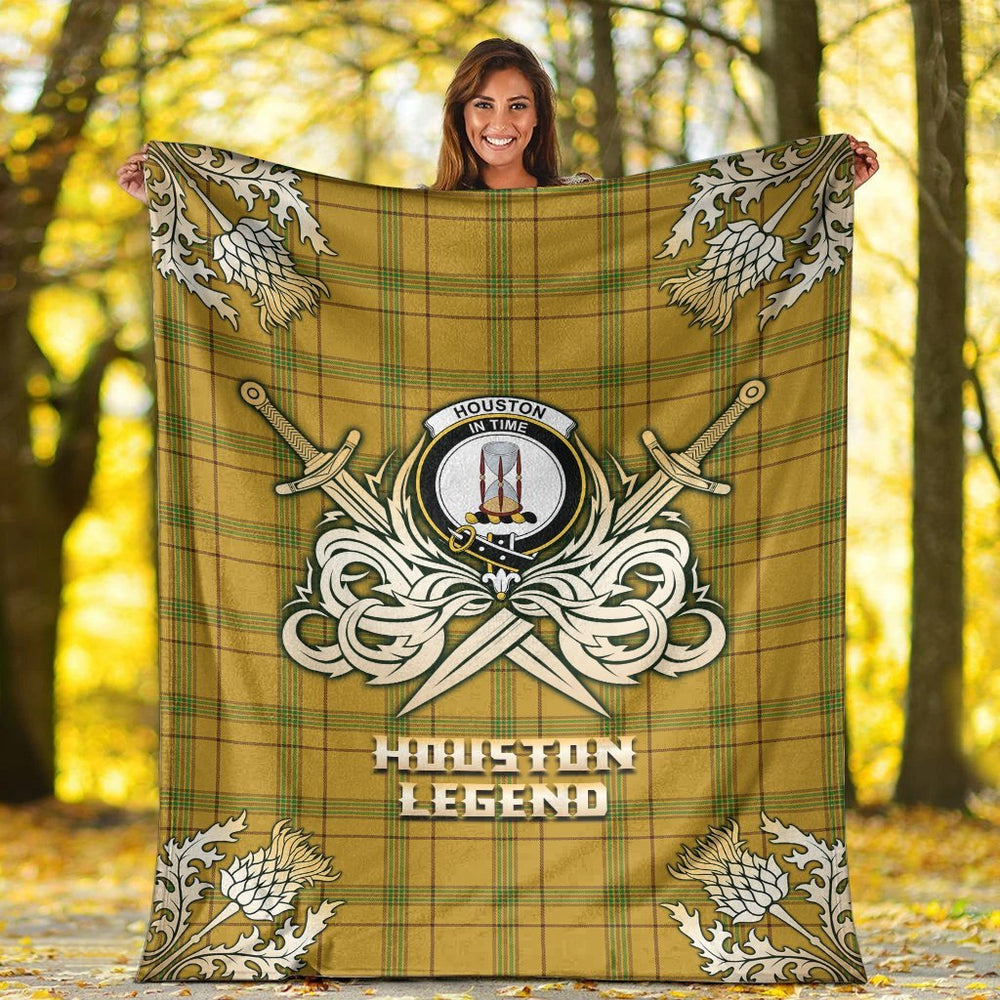 Clan Houston Tartan Gold Courage Symbol Blanket JM98 Clan Houston Tartan Today