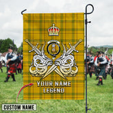 Personalized Custom Name Clan Houston Tartan Garden Flag with Clan Crest and the Golden Sword of Courageous Legacy YR61 - Houston Tartan Design, Scottish Heritage Gift