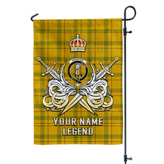 Custom Name Clan Houston Tartan Garden Flag with Clan Crest and the Golden Sword of Courageous Legacy YR61