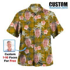 Clan Houston Tartan Custom Face Hawaiian Shirt – Unisex Gift for Family Members, Summer Party ME35 Houston Tartan Tartan Hawaii Shirt
