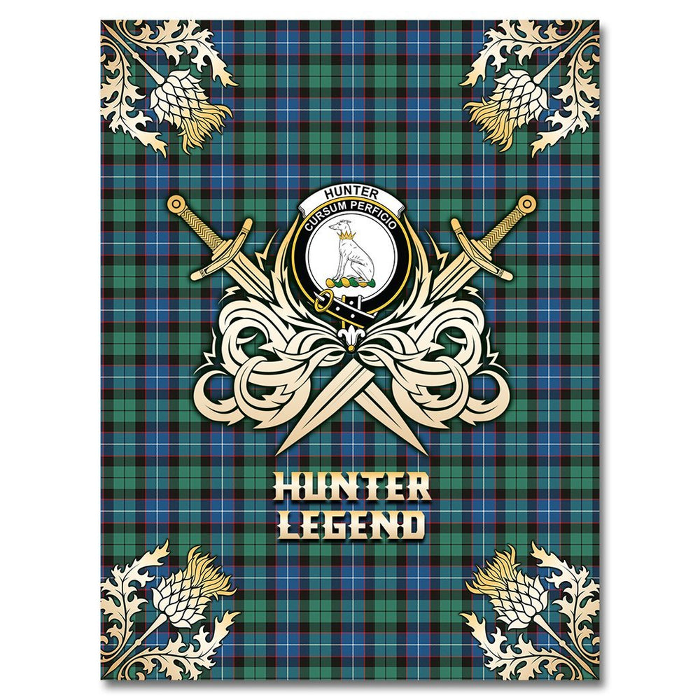 Clan Hunter Ancient Tartan Gold Courage Symbol Blanket QG31 Clan Hunter Tartan Today
