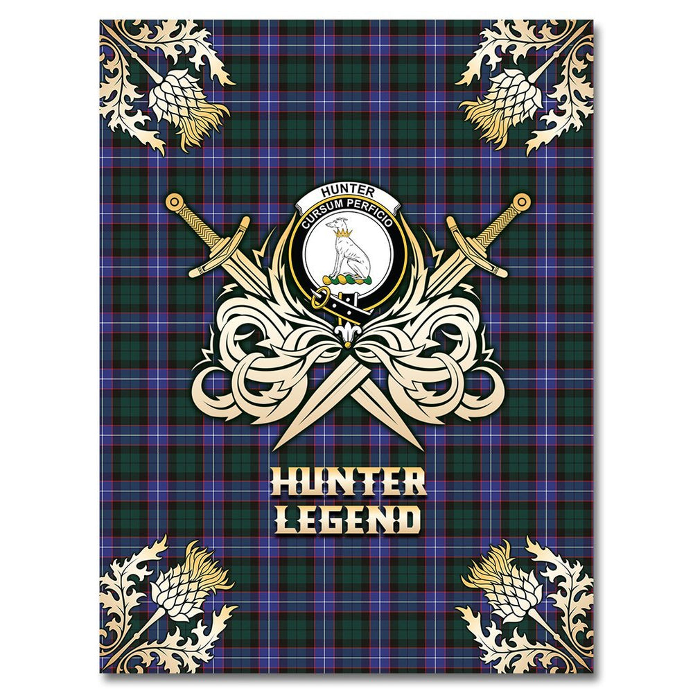 Clan Hunter Modern Tartan Gold Courage Symbol Blanket QE57 Clan Hunter Tartan Today