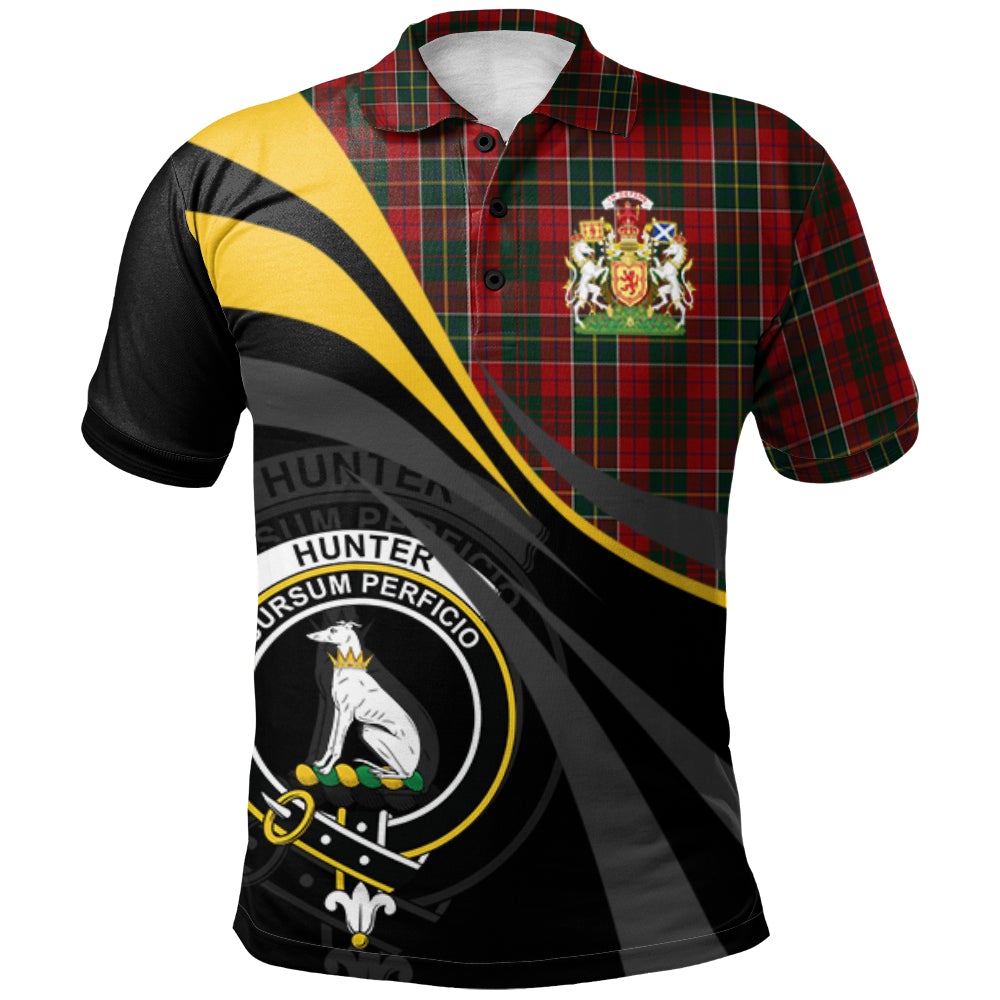 Clan Hunter USA Tartan Polo Shirt - Royal Coat Of Arms Style FN65 Hunter USA Tartan Tartan Polo