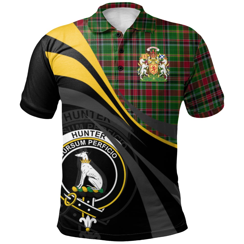 Clan Hunter Wilsons Tartan Polo Shirt - Royal Coat Of Arms Style LW36 Hunter Wilsons Tartan Tartan Polo