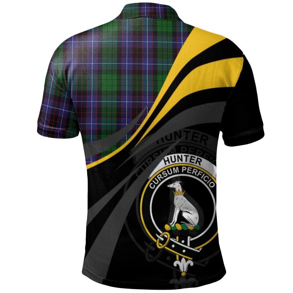 Clan Hunter of Peebleshire Tartan Polo Shirt - Royal Coat Of Arms Style VO93 Hunter of Peebleshire Tartan Tartan Polo