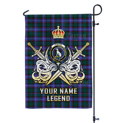 Custom Name Clan Hunter Modern Tartan Garden Flag with Clan Crest and the Golden Sword of Courageous Legacy EC49