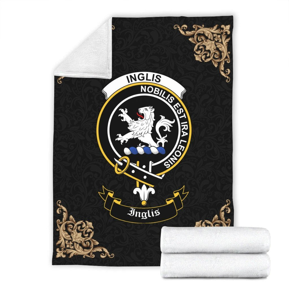 Clan Inglis Crest Tartan Premium Blanket Black GB10 Clan Inglis Tartan Today