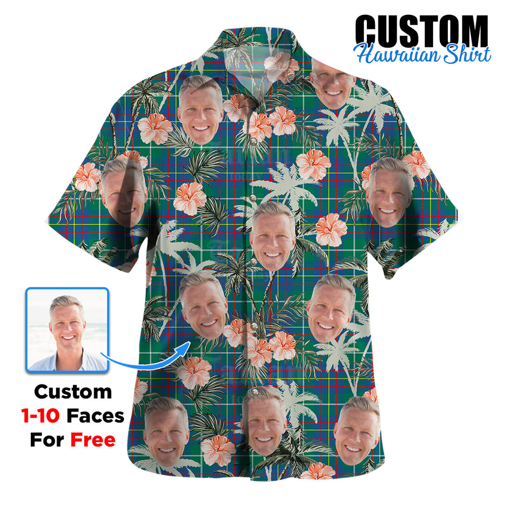 Clan Inglis Ancient Tartan Custom Face Hawaiian Shirt – Unisex Gift for Family Members, Summer Party CO42 Inglis Ancient Tartan Tartan Hawaii Shirt