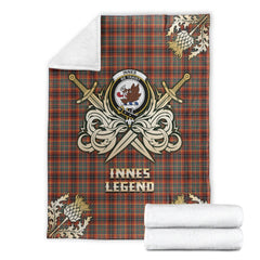 Clan Innes Ancient Tartan Gold Courage Symbol Blanket UR42 Clan Innes Tartan Today